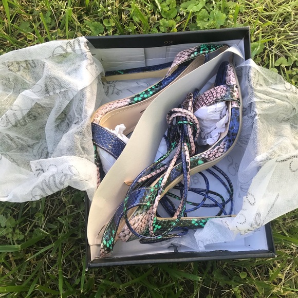 So Me Shoes - Lace Up Multi Snake Heels